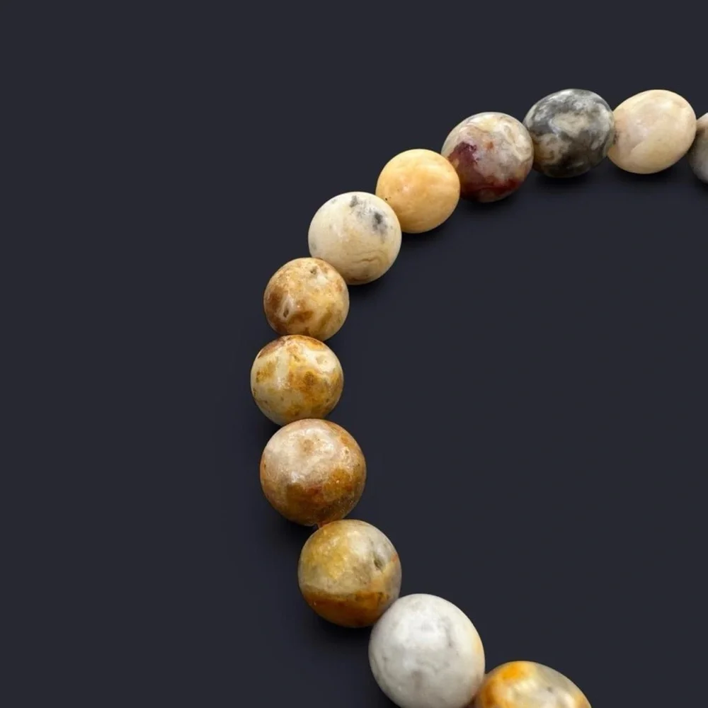 Crazy Lace Agate Gemstone Bead Bracelet 8mm